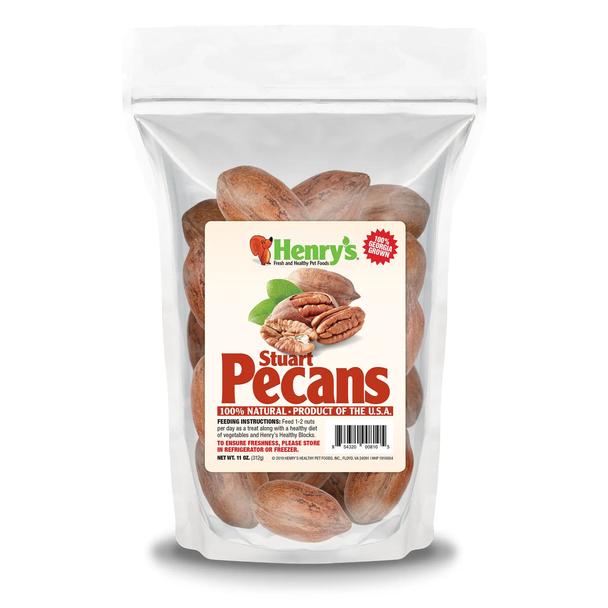 Image of a bag of Stuart Pecans in the shell.
