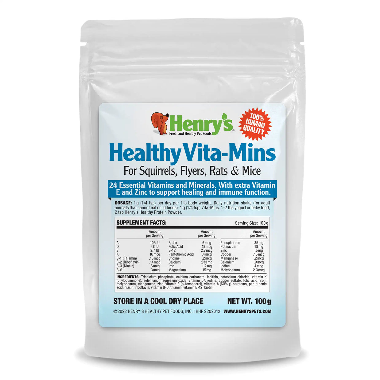 Vita-Mins - Supplement for Squirrels, Flyers, Rats and Mice - 100g