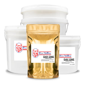 Image of all four available sizes of Fox Valley 32/40. Including 1 lb, 3.5 lbs, 8 lbs, 20 lbs.