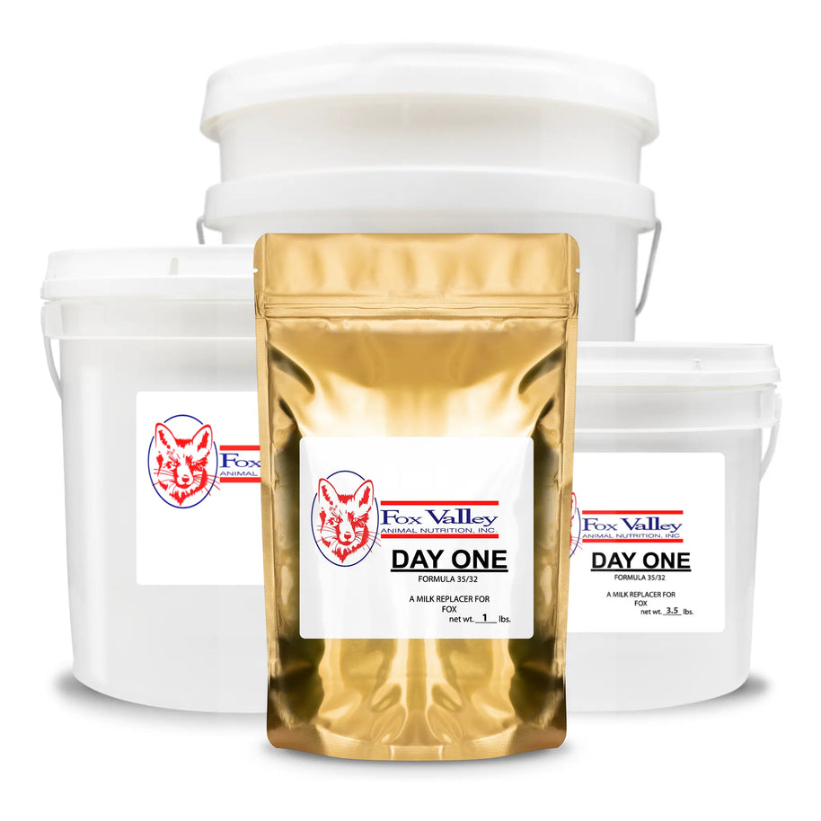 Image of all four sizes of Fox Valley 35/32 for Fox. Including 1 lb, 3.5 lbs, 8 lbs, 20 lbs.