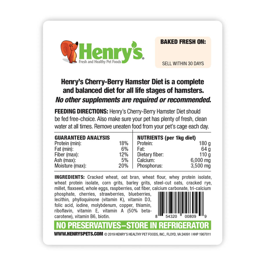 Henry's Cherry-Berry Hamster Food - Soy Free