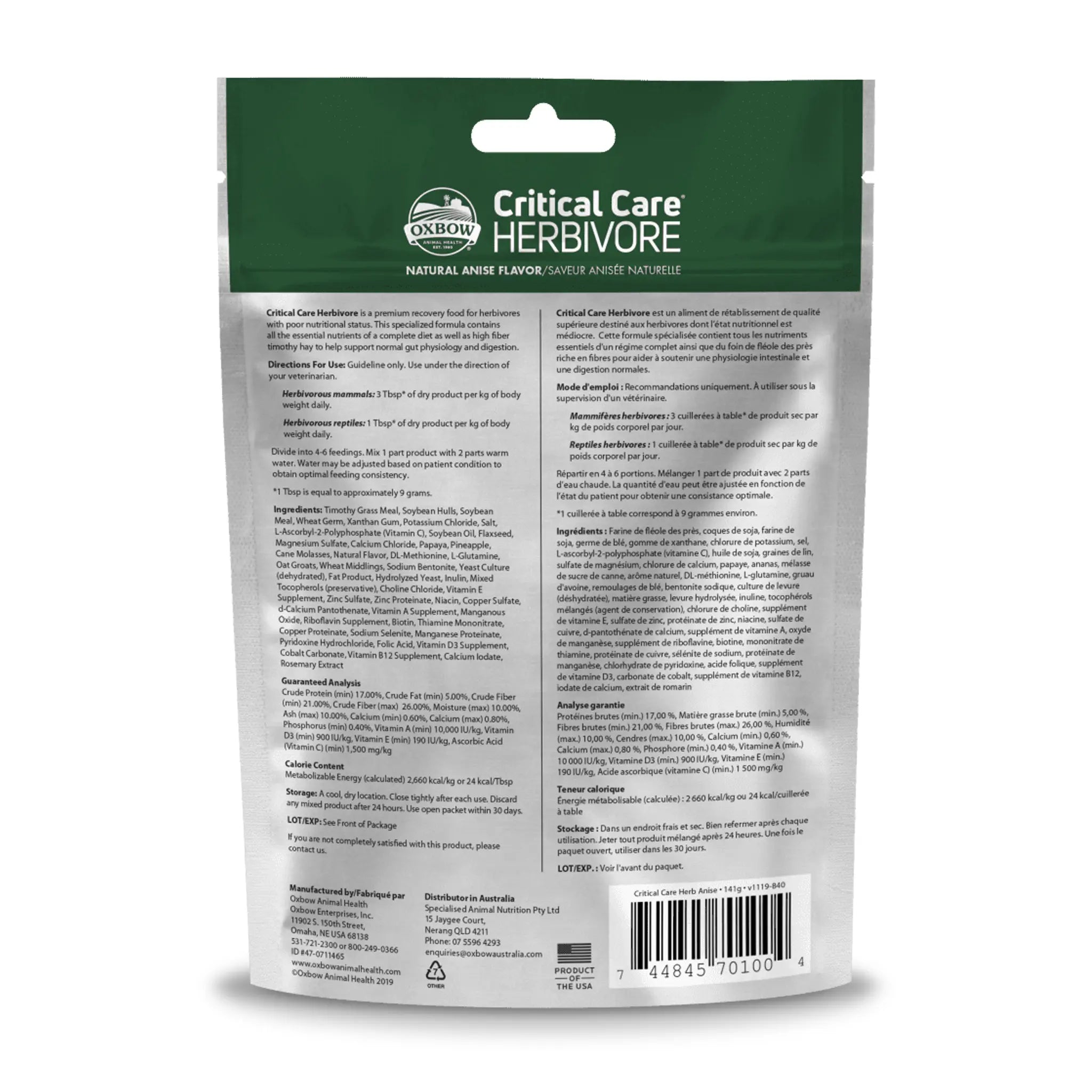 Oxbow Animal Health Critical Care Herbivore - 4.97 oz (141 g)