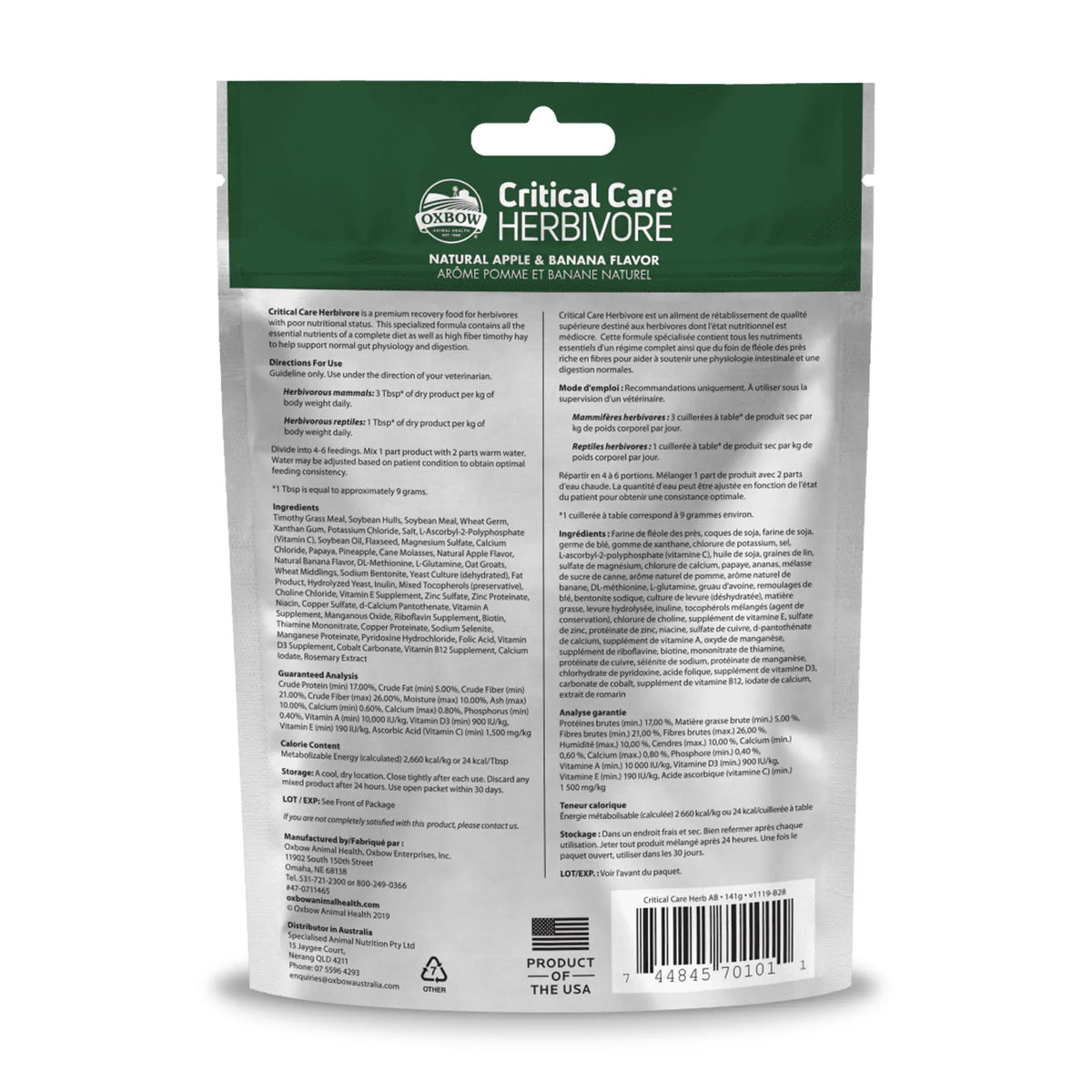 Oxbow Animal Health Critical Care Herbivore - 4.97 oz (141 g)
