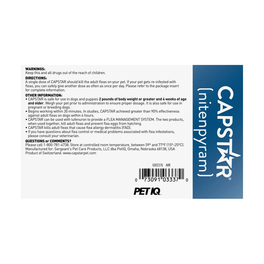 Capstar 11.4 mg Tablets - Kills Fleas and Maggots