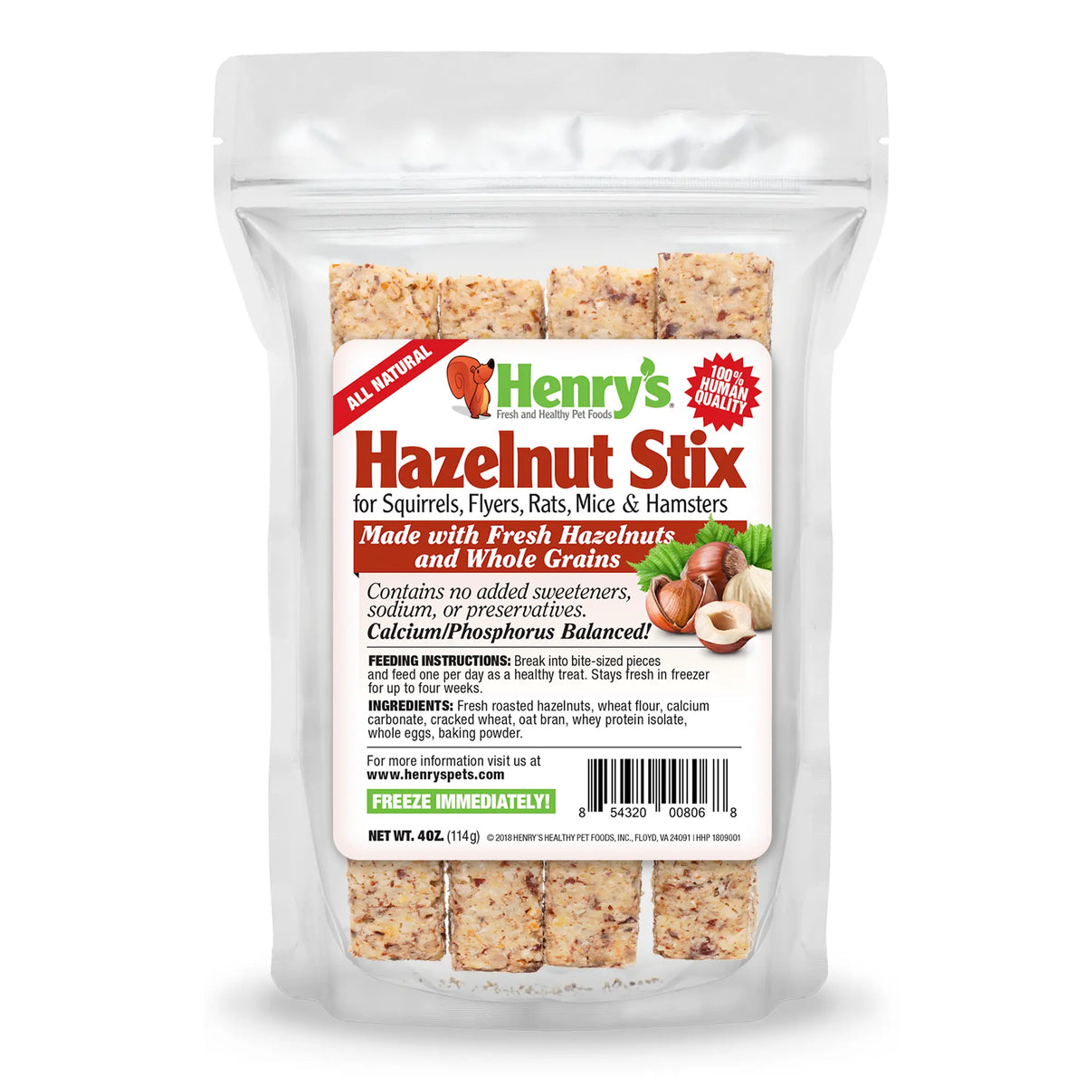 Image of Hazelnut Stix bag on a white background.