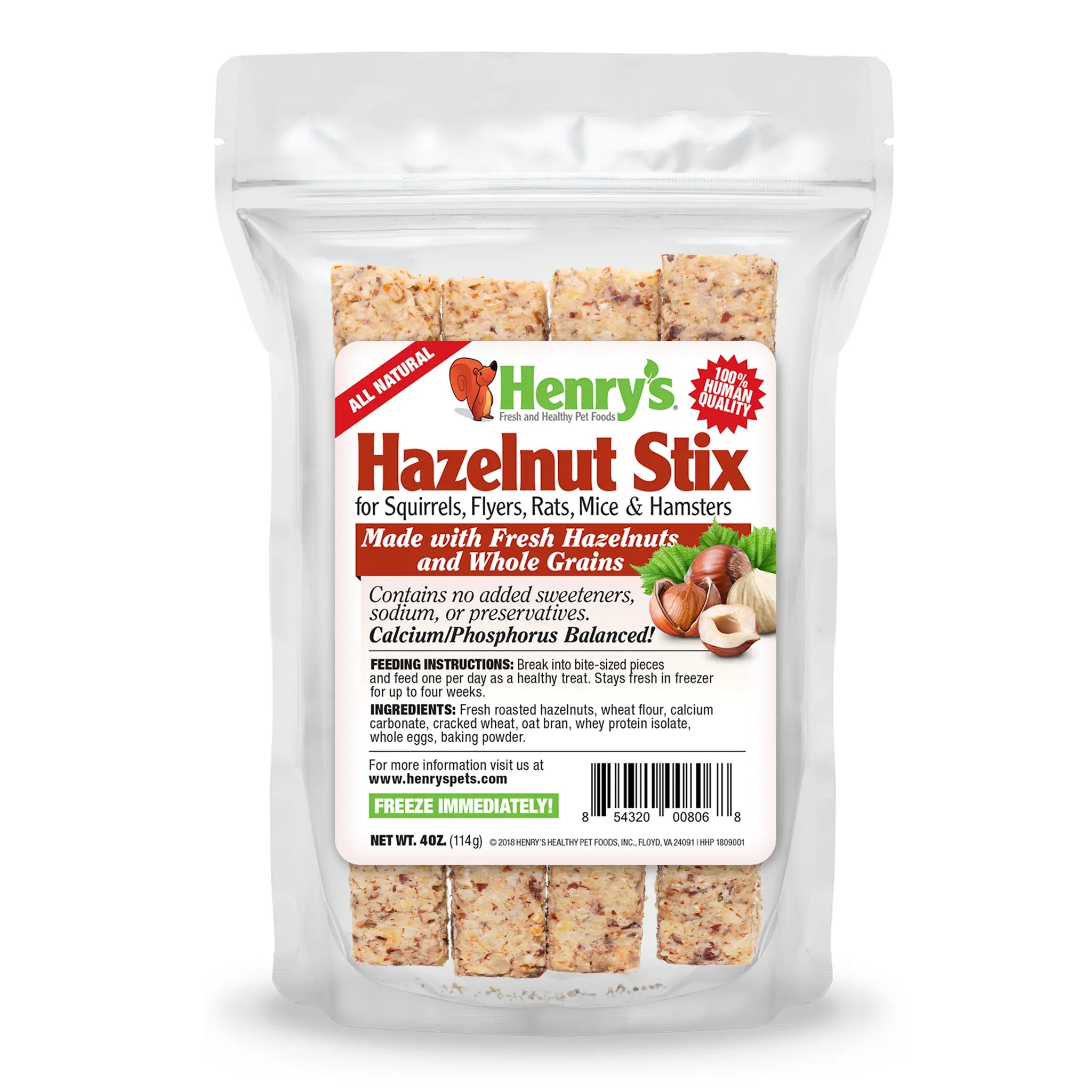 Image of Hazelnut Stix bag on a white background.
