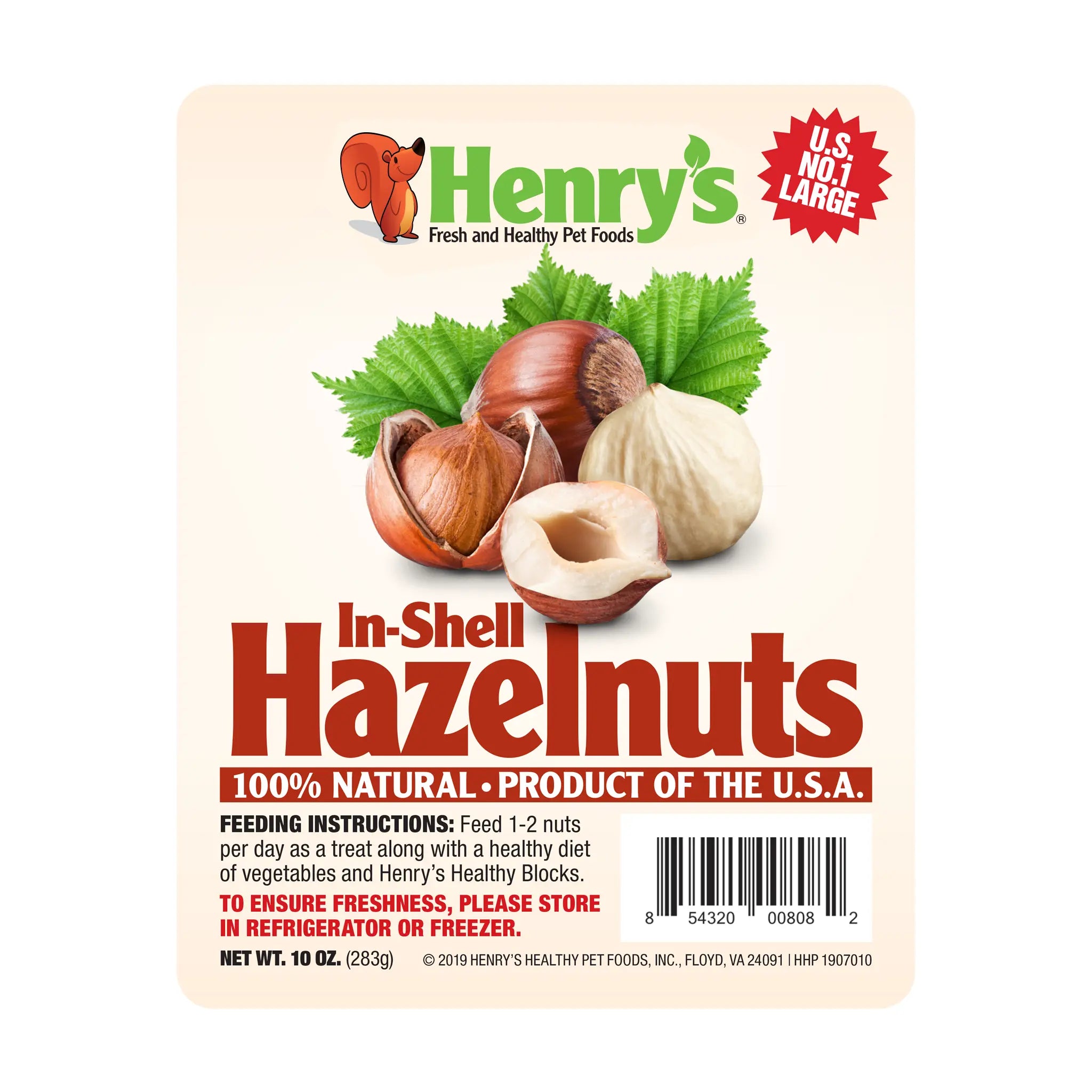 Image of the bag label for In-shell hazelnuts.