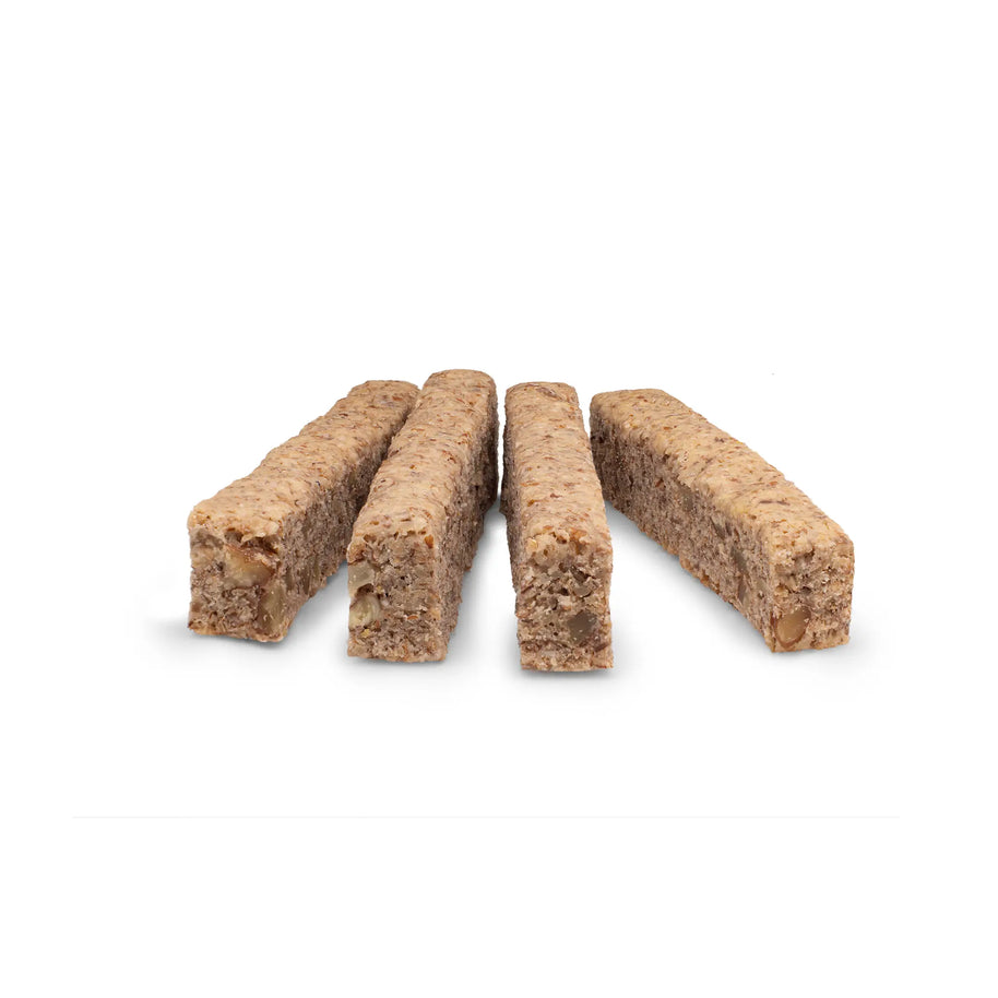 Image of four Pecan Stix on a white background.