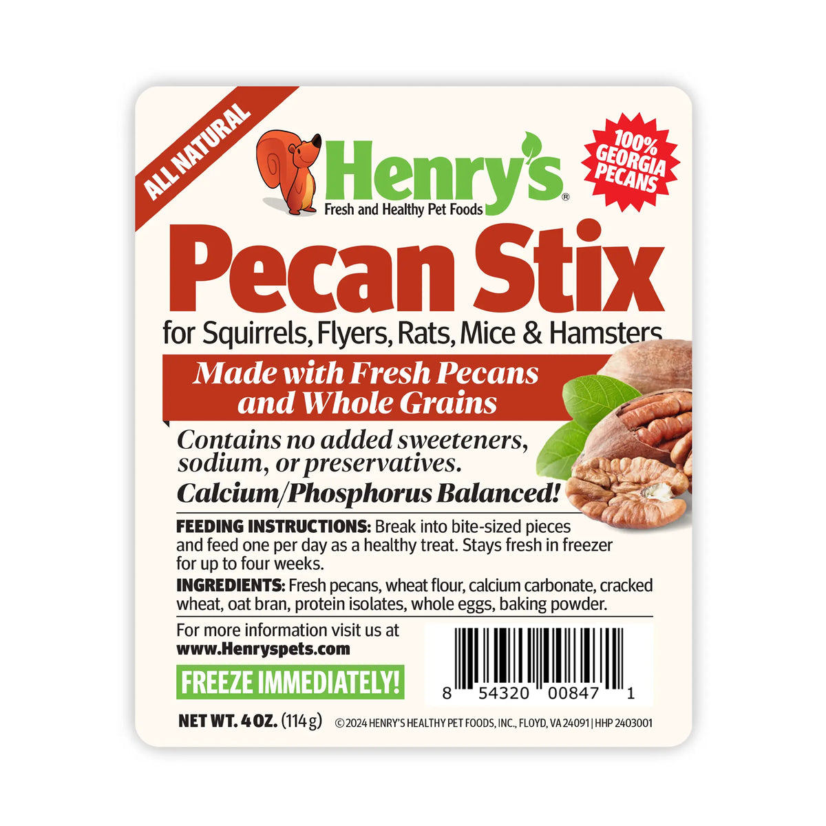 Image of bag label for Pecan Stix.