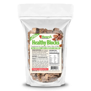 A bag of Henry's Healthy Blocks pictured on a white background.