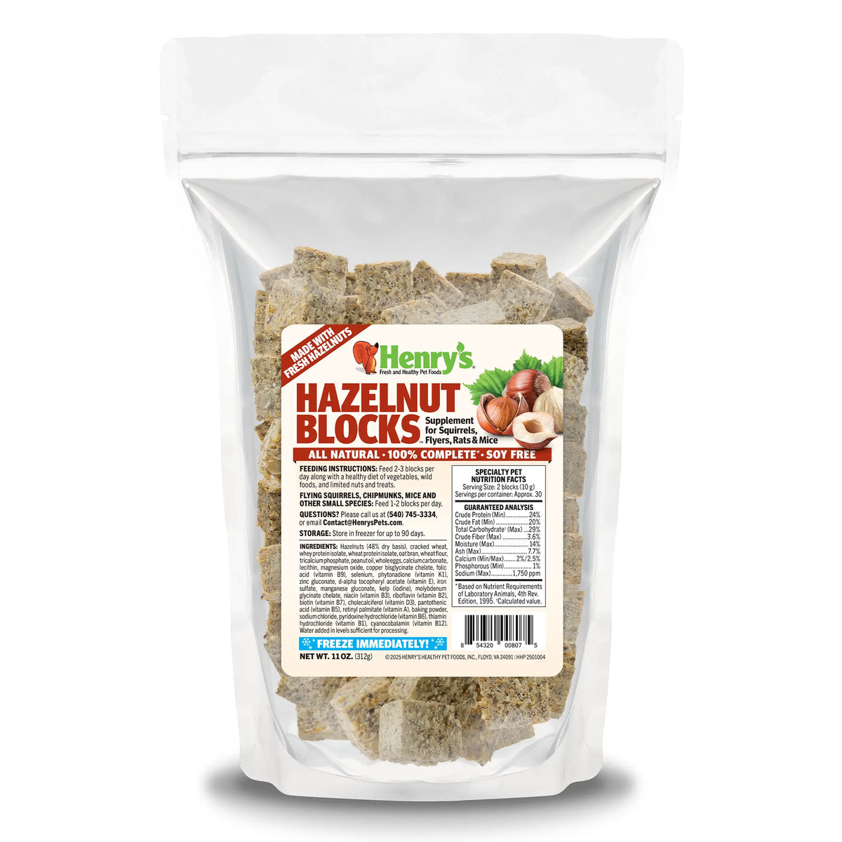 Hazelnut Blocks - Food for Squirrels, Flyers, Rats and Mice