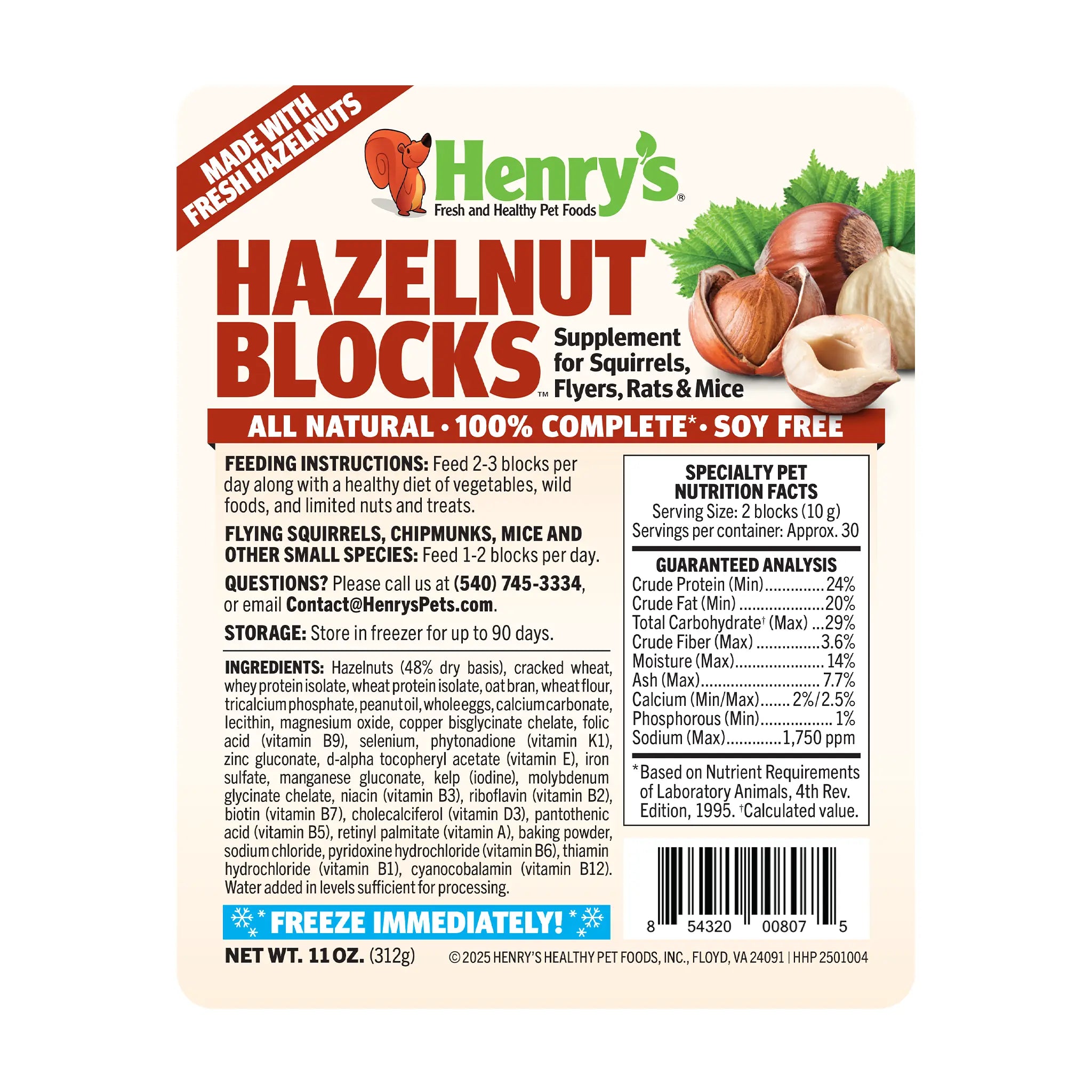 Hazelnut Blocks - Food for Squirrels, Flyers, Rats and Mice