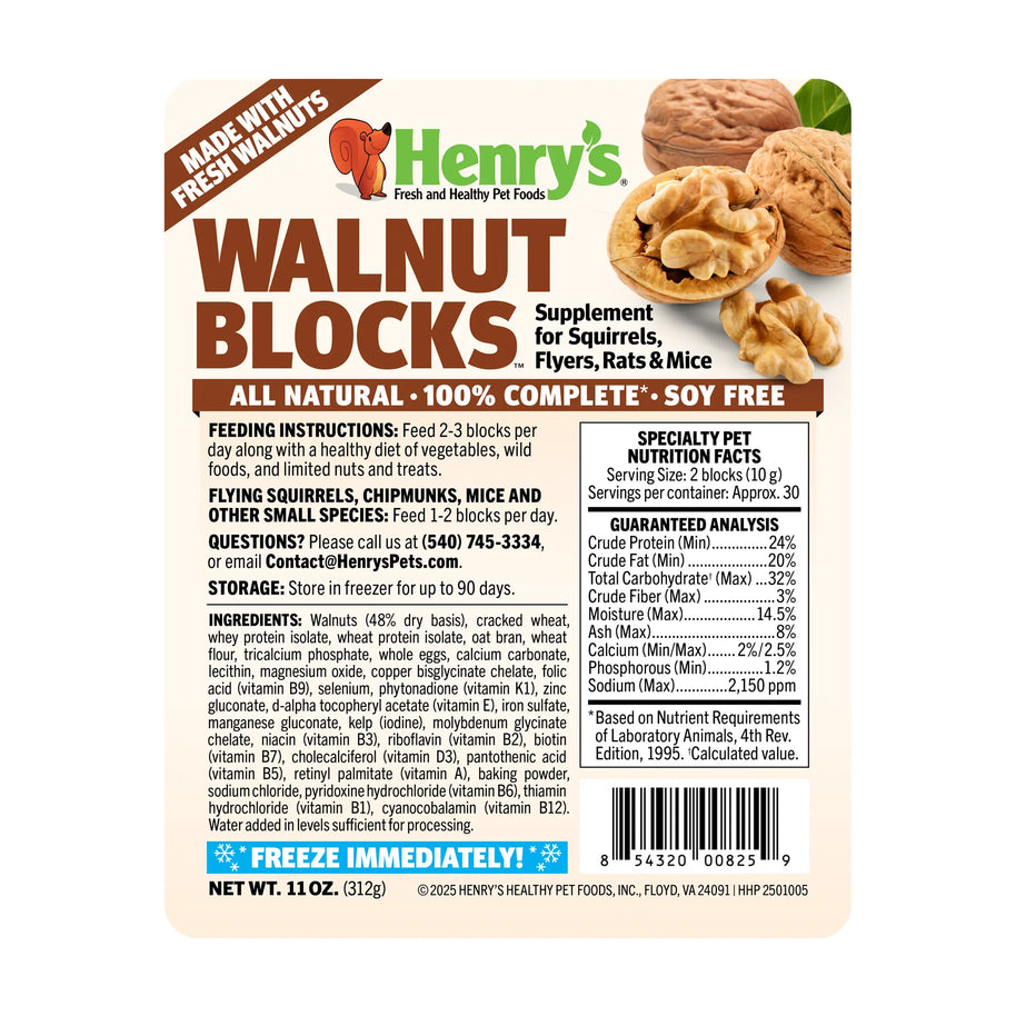 Walnut Blocks - Food for Squirrels, Flyers, Rats and Mice