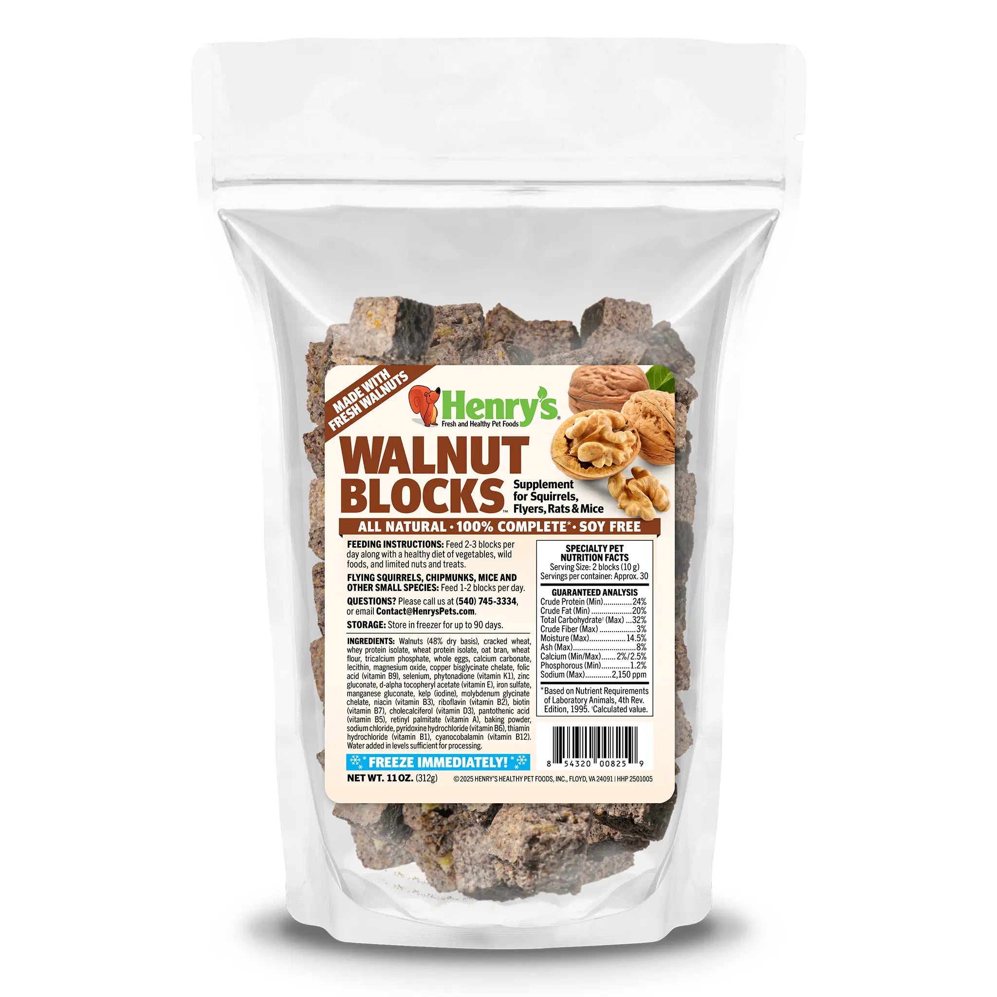 Walnut Blocks - Food for Squirrels, Flyers, Rats and Mice