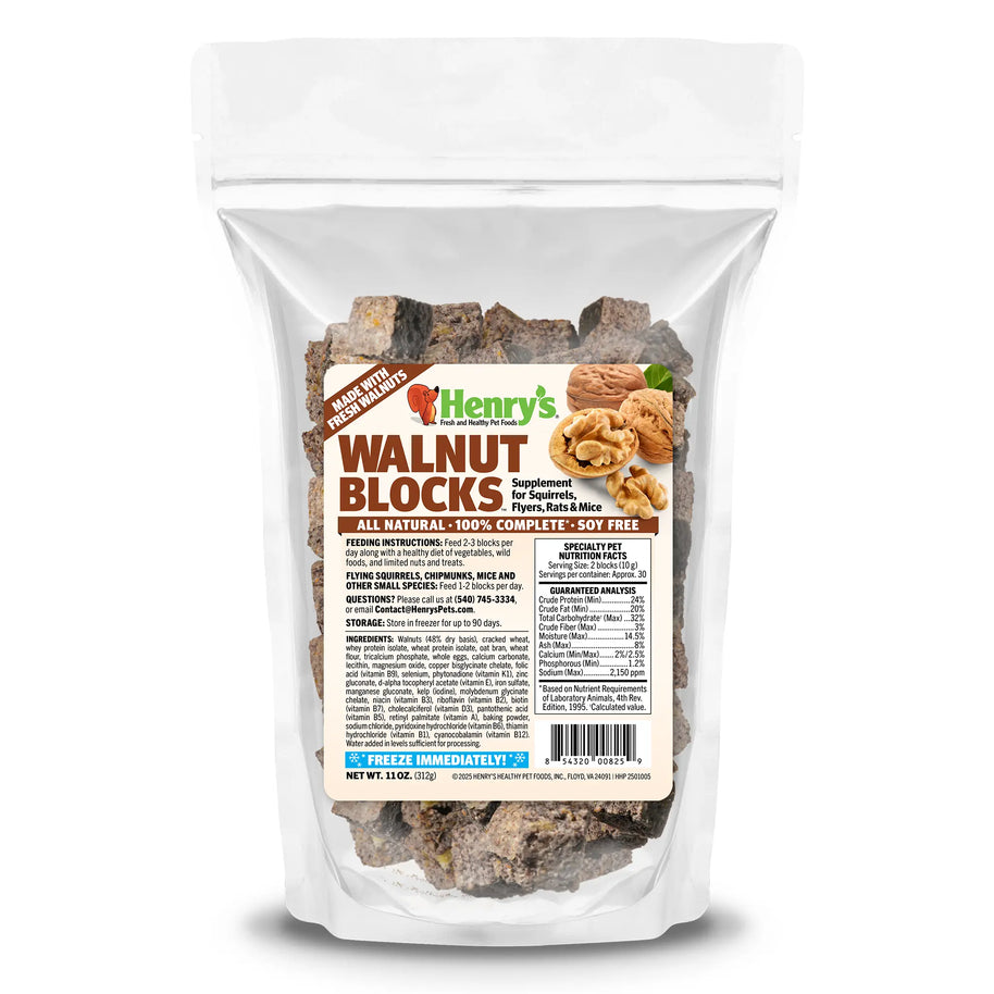 Walnut Blocks - Food for Squirrels, Flyers, Rats and Mice