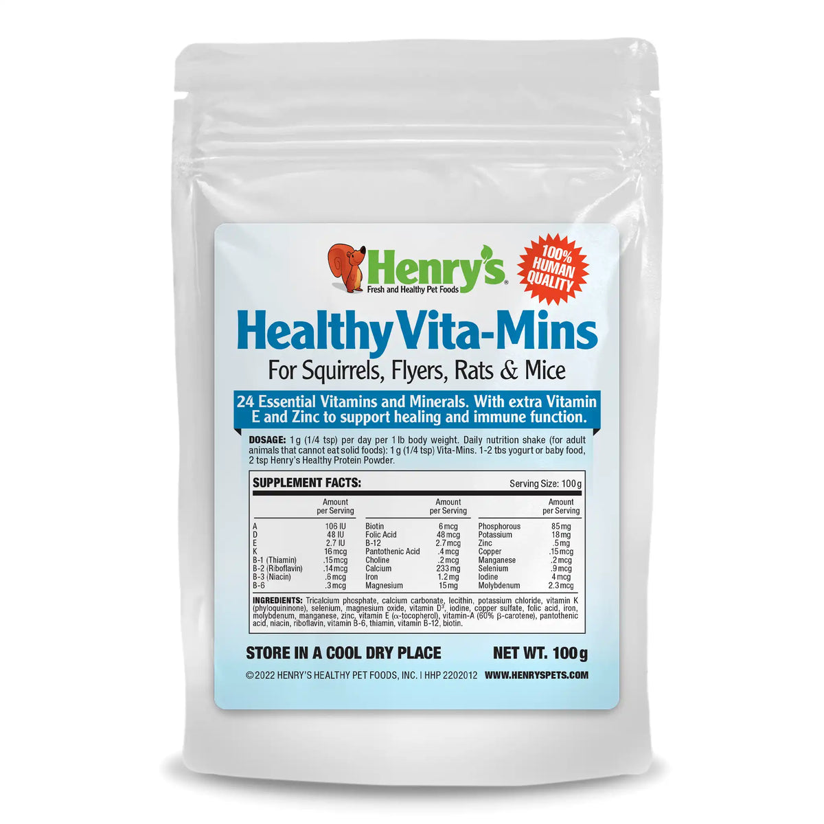 Vita-Mins - Supplement for Squirrels, Flyers, Rats and Mice - 100g