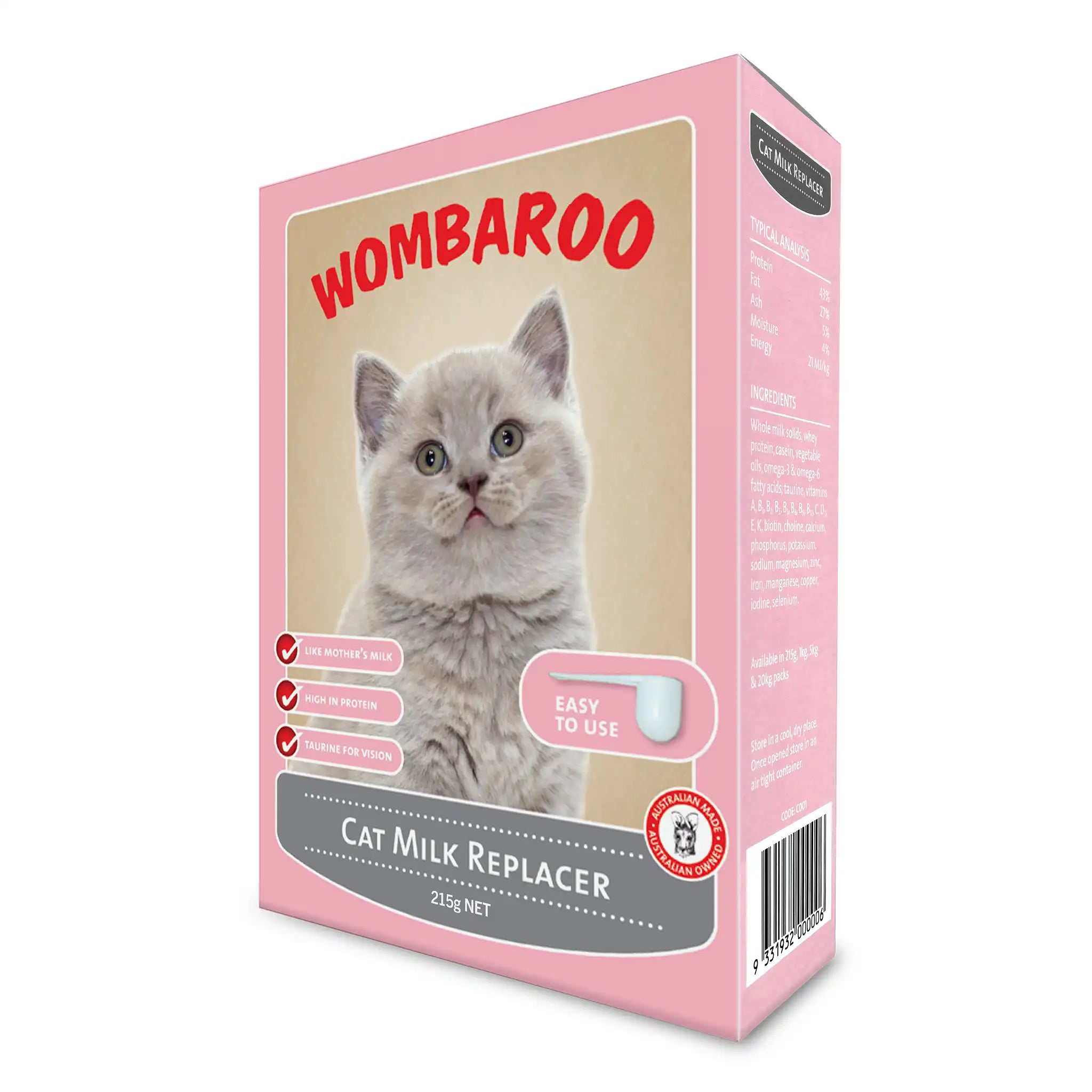 Image of 215 g box of Wombaroo Cat.